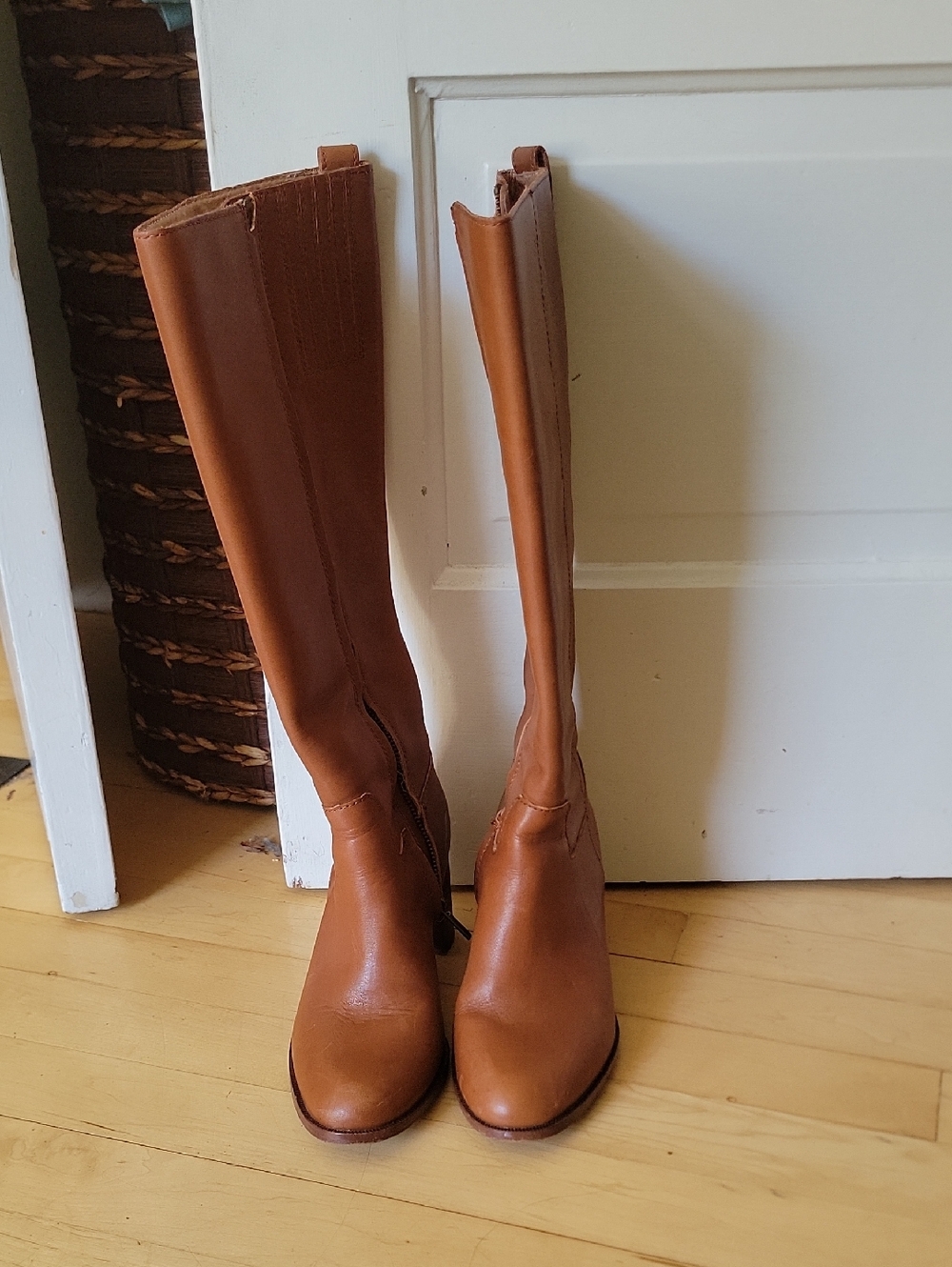 Madewell  Tall Shaft Wide Calf Camel Tan Heeled Leather Boots - 6